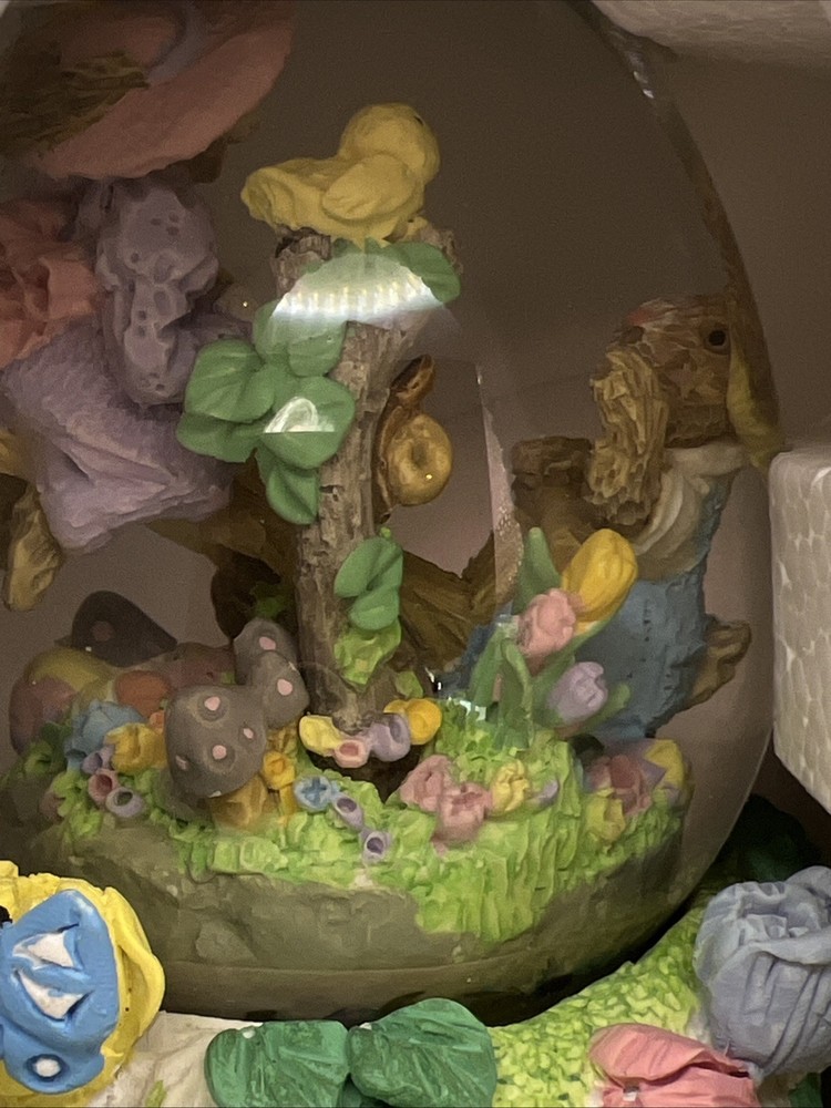 Easter Bunny Egg Shape Water Globe With Musical Easter Parade Wind Up Spring