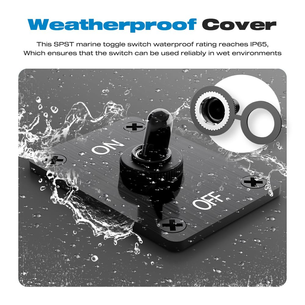 Toggle Switch, 12V 30A Heavy Duty On/Off 2Pin SPST Waterproof Toggle Switch wit