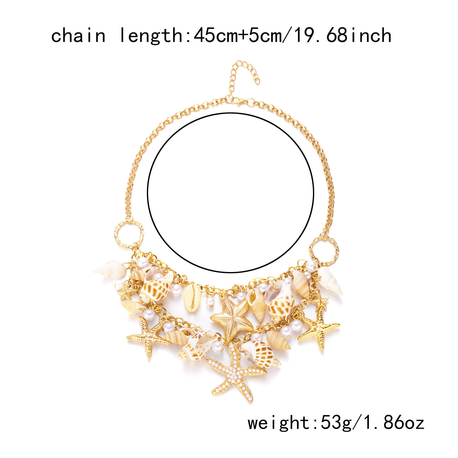 Bohemia Necklace With Multiple Seashells Starfishes And Beachy Holiday Style