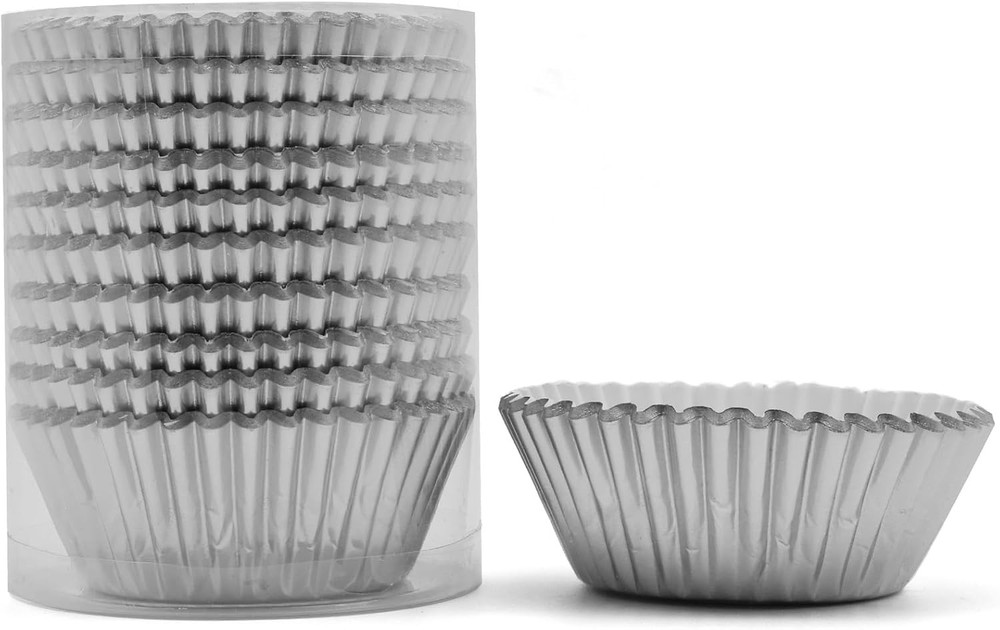 200 Pcs Silver Foil Cupcake Liners Standard Baking Cups Muffin Large,