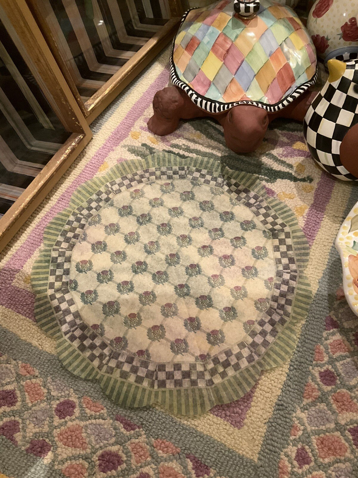 MacKenzie-Childs THISTLE Tissue Paper Fan 1 Napkin 13”d Decoupage.