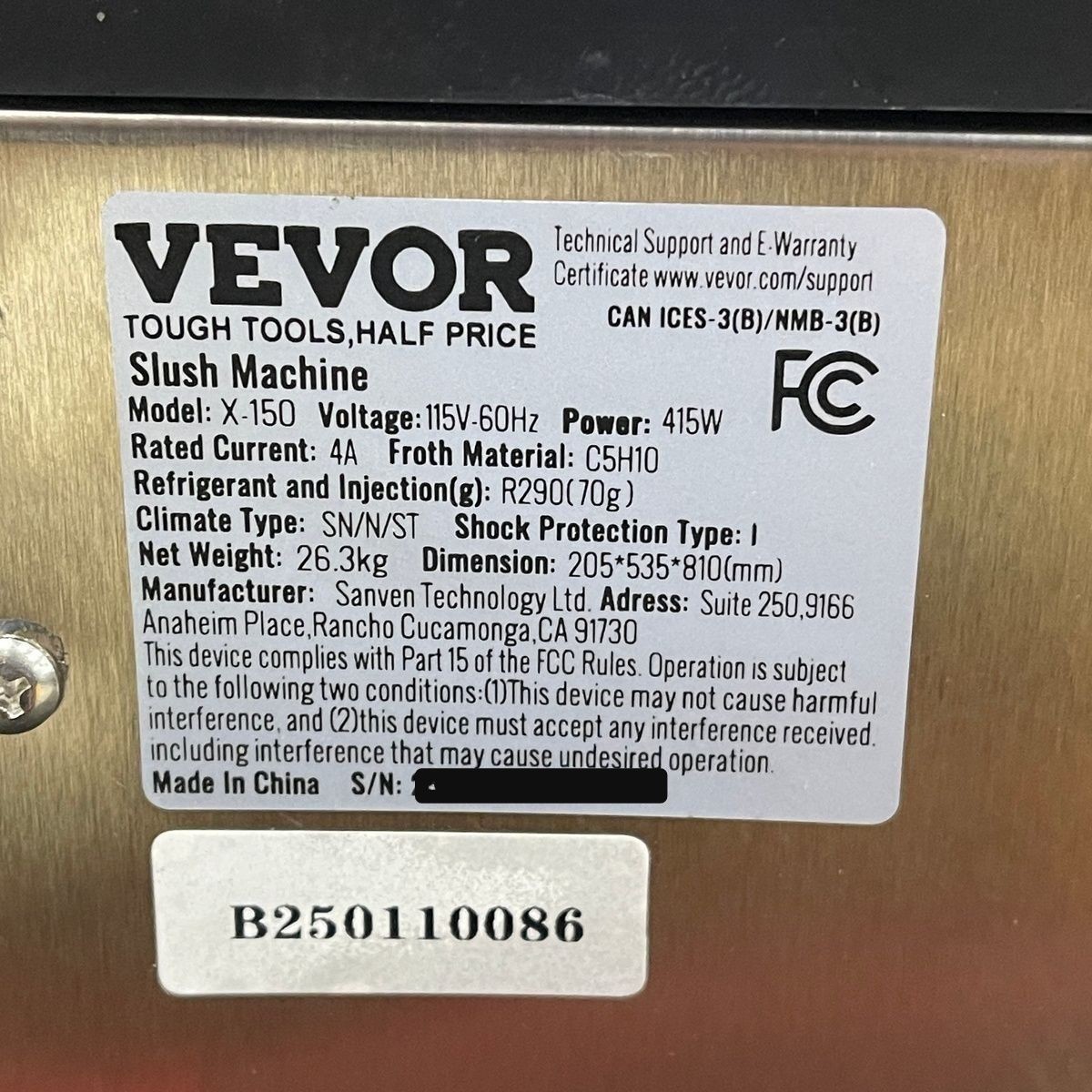 VEVOR X-150 Slush Machine B250110086*