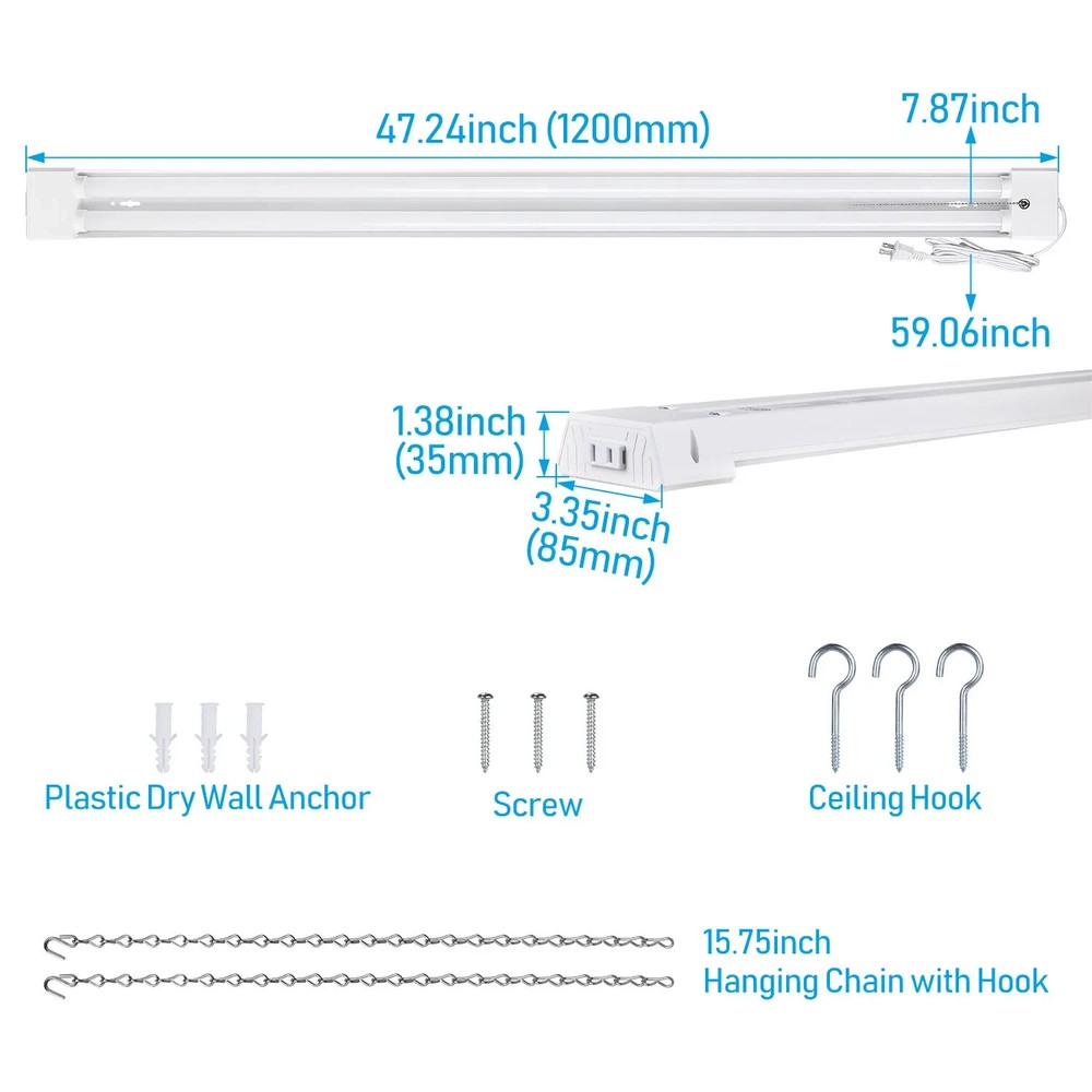 10 Pack Linkable LED Shop Light with Deep Reflector, 40W 5000K Daylight