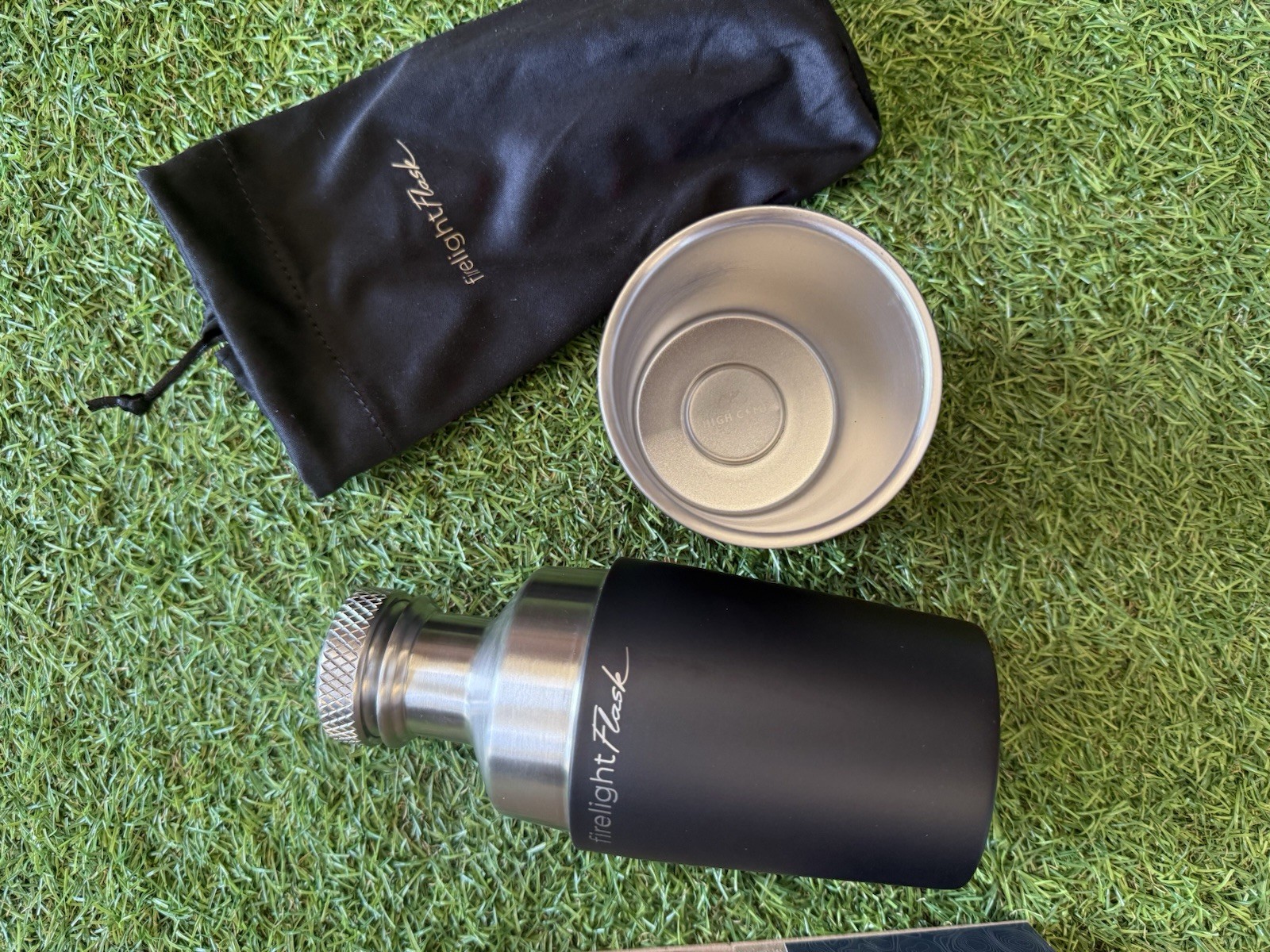 High Camp Firelight Flask 375 Onyx | All-In-One 2-Piece Bar Set | Stainless