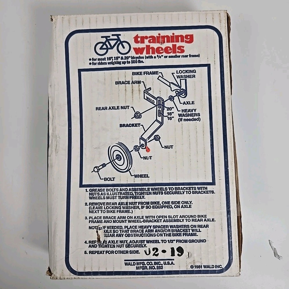 WALD 5" Training Wheels For 16-20" Kids Bikes 252