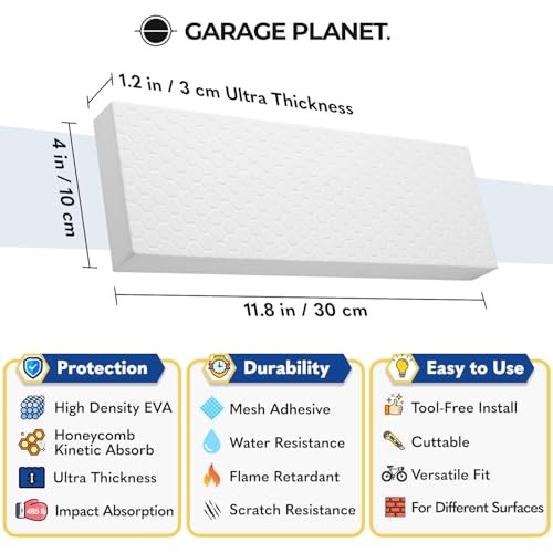 WP01 Garage Wall Protector Car Door Protector, Tool-Free, Designed 2 Pack White