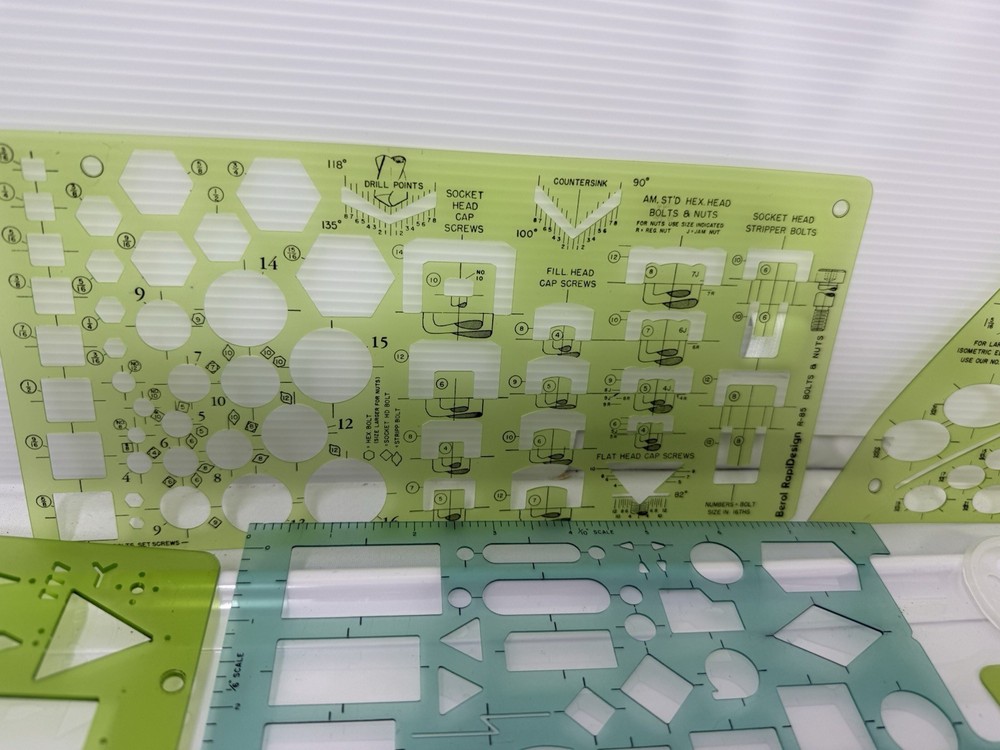 Vintage Drafting Drawing Design Template Berol Rapidesign Ames Alvin Plasticoid
