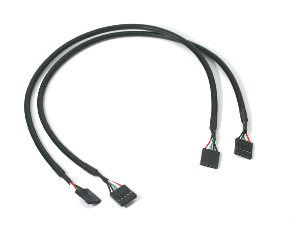 USB Header Cable 5-Pin 1x5 Case to Mainboard 16 inch Black (2-PACK)