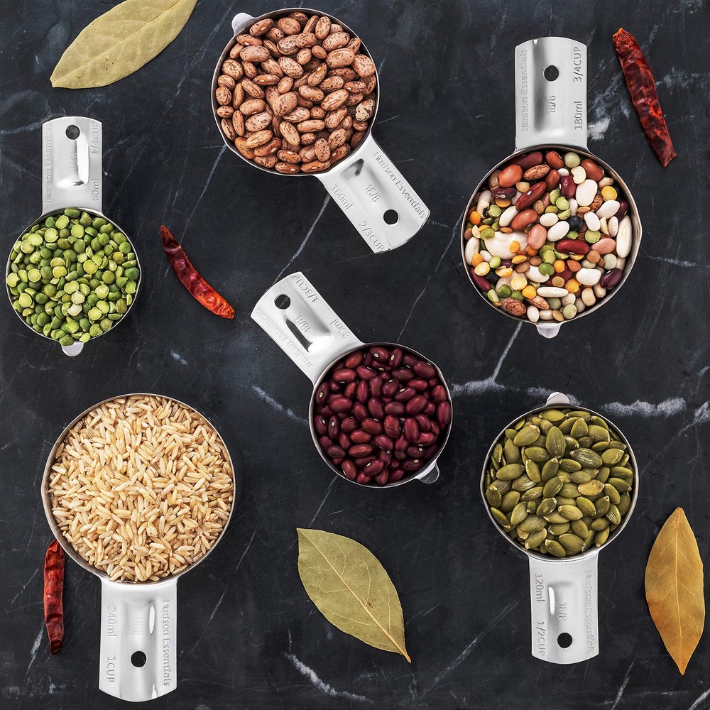Hudson Essentials Stainless Steel Measuring Cups 6 Piece Set,