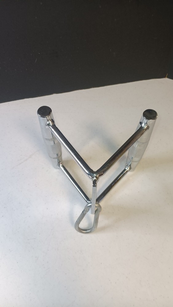 SINGLE Silver Pull Down V-Handle Bar Triceps Bicep Trainer Double Handle Gym Rod