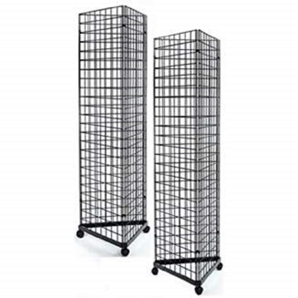 Only Hangers 2'x6' Gridwall Triangle Base Floor Display- Black 2Pk