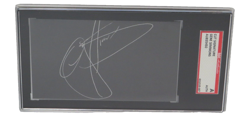 KISS GENE SIMMONS CUT AUTOGRAPH AUTHENTICATED & SLABBED BY SGC