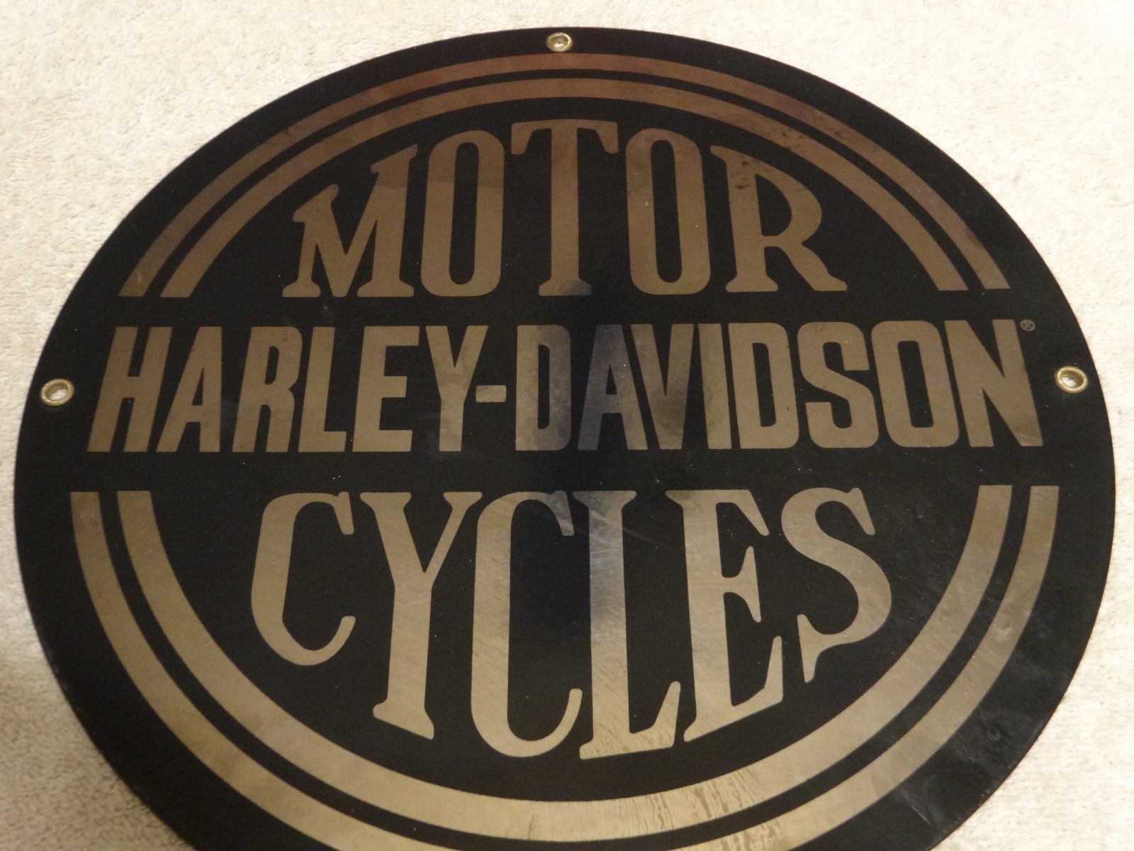 VINTAGE HARLEY DAVIDSON MOTORCYCLES 11 1/4" PORCELAIN METAL GASOLINE & OIL SIGN!