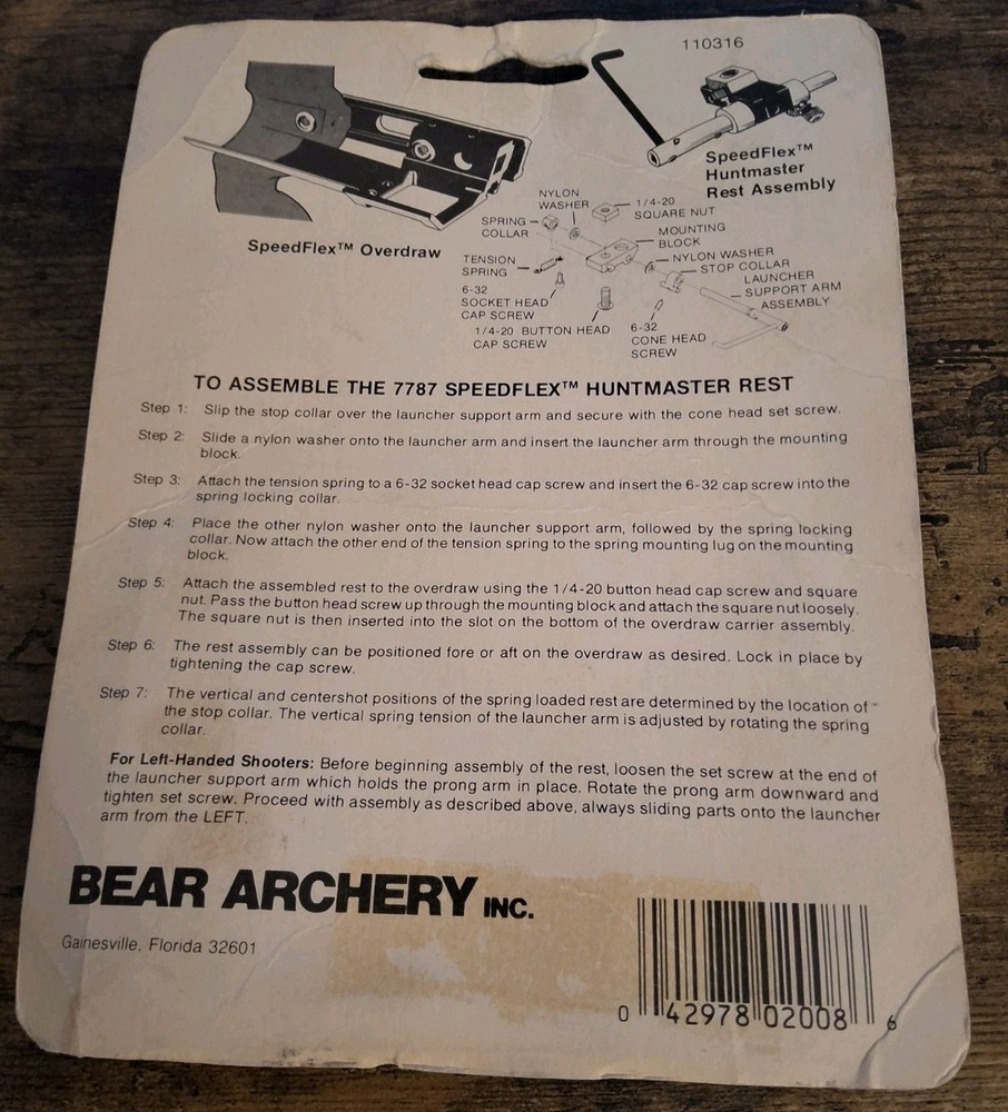Bear Archery 7787-000 Speedflex Huntmaster Rest Assembly Ambidextrous