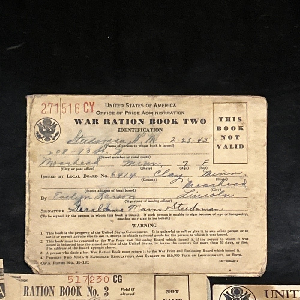 WWII War Ration Books Some Remaining Stamps