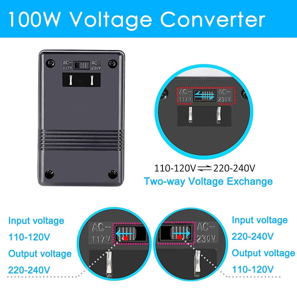 Voltage Converter 110V to 220V Step-Up & Step-Down Power Two-Way Conversion V...