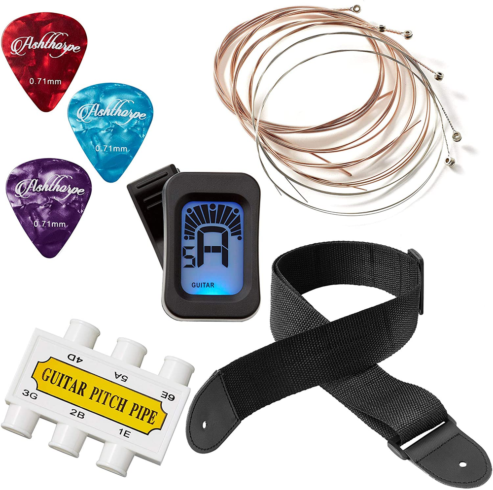 Ashthorpe 38-Inch Beginner Acoustic Guitar Package (Sunburst), Basic Starter Kit