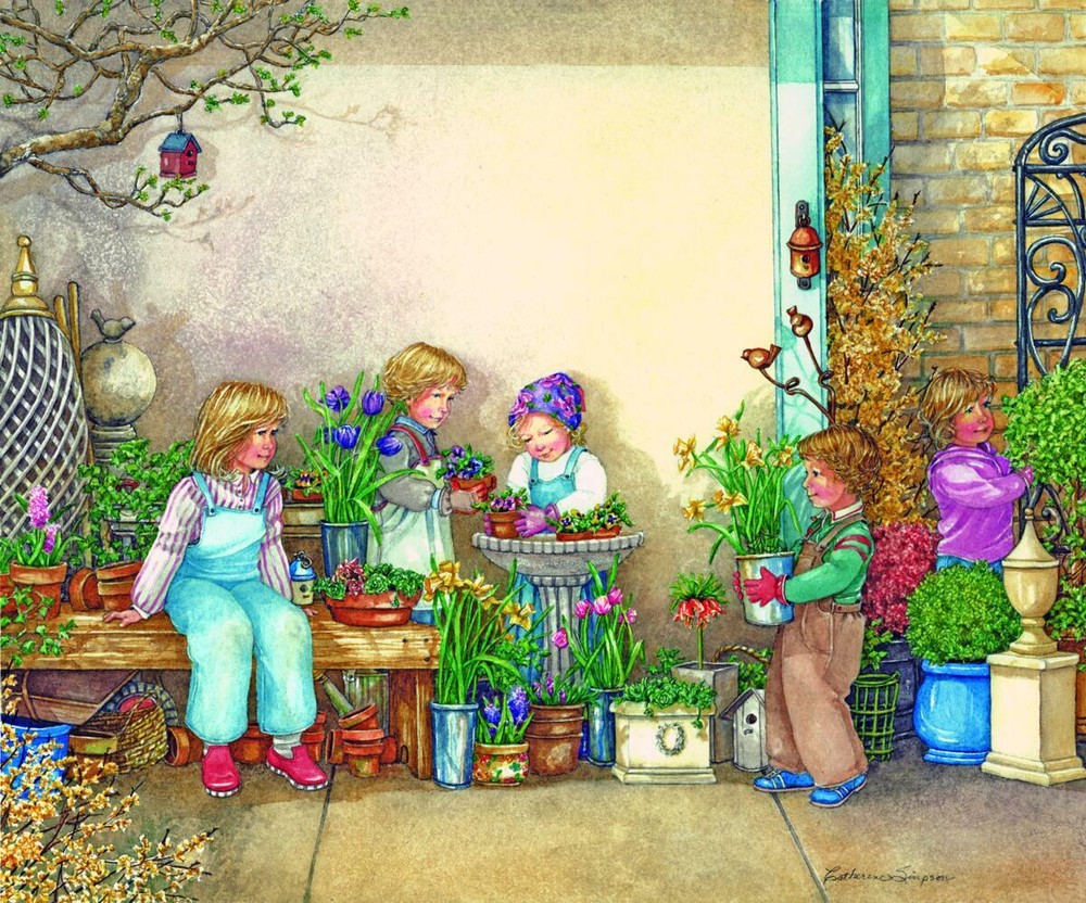 Ceramic Tile Mural Kitchen Backsplash - Everything Spring - by Catherine Simpson