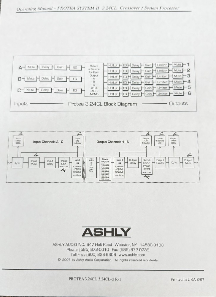 Ashley Protea 3.24CL Digital Crossover/ System Processor Tested Working