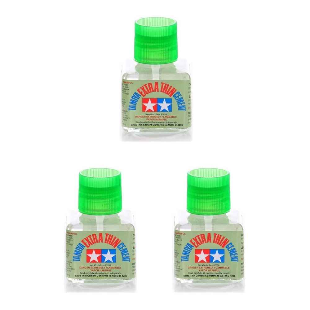 TAMIYA 87038 Extra Thin Cement Glue Fine Tip 40 ml, 3-Count