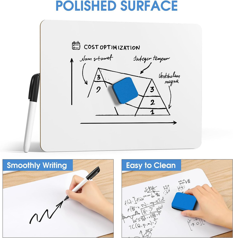 Small White Board 2 Pack Dry Erase Boards, 9''X 12'' Mini White Board Double Sid