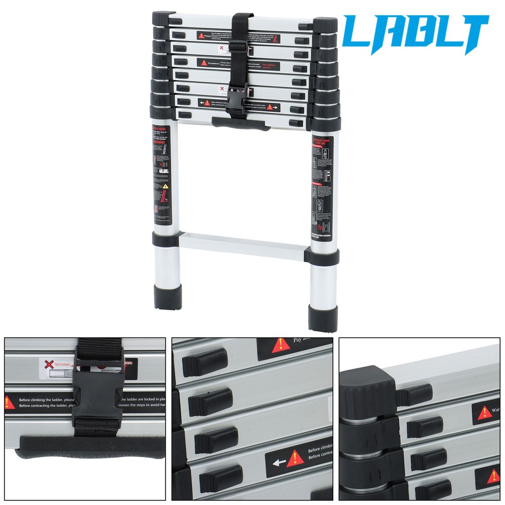 LABLT 8.5 FT Multi-Purpose Extension Ladders Collapsible Aluminum Telescoping