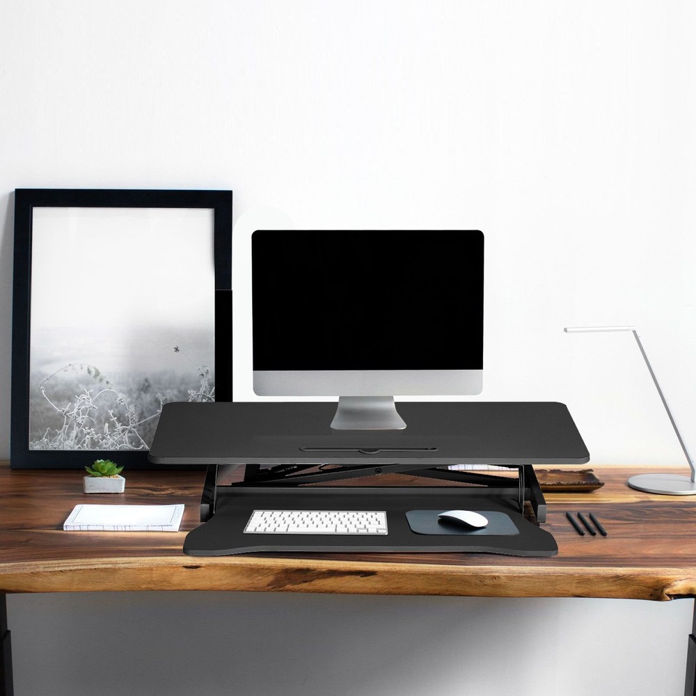 37" Black Home Office Desk Riser Adjustable Standing Desk Converter