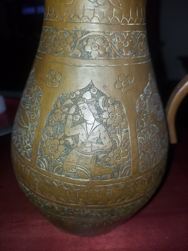 Vintage Antique Middle Eastern Copper Water Pitcher