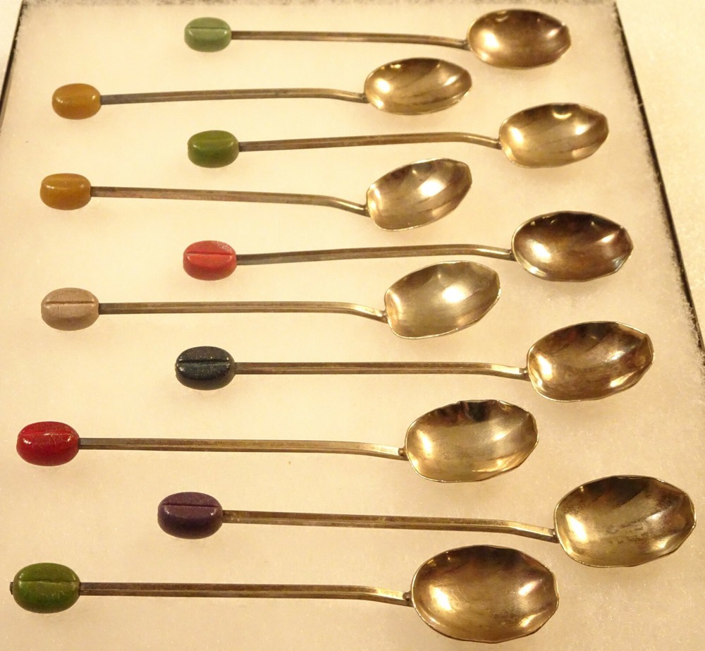 Antique Salt Spoons M & J Lot of 10 Silverplate Set