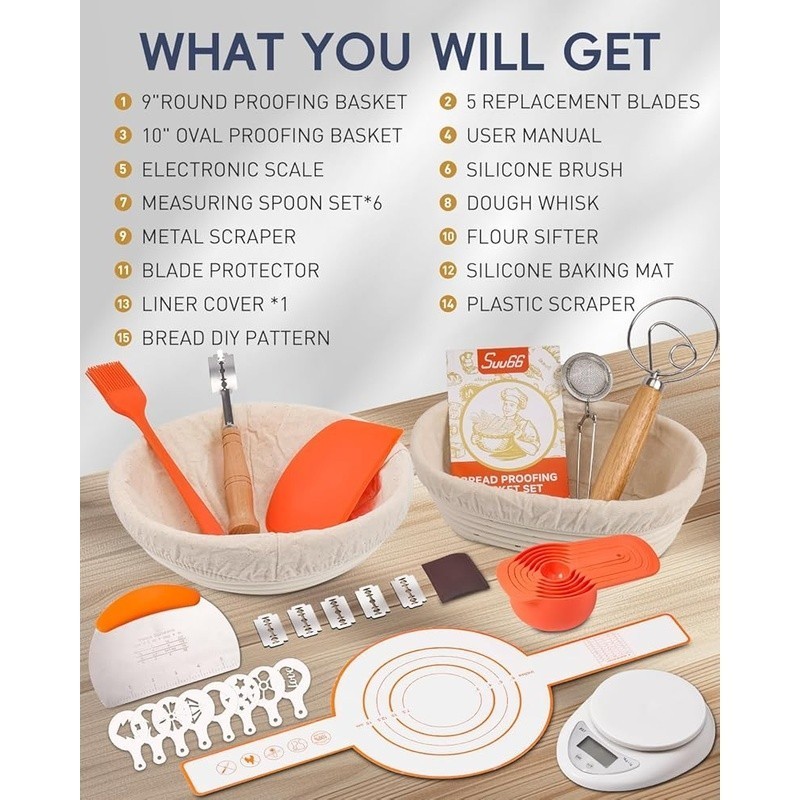 Sourdough Starter Kit Complete Bread Making Tools Measuring Set Dough Whisk New