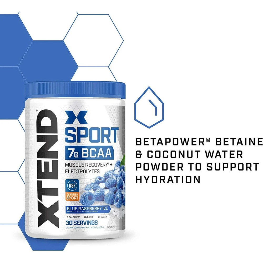 Xtend Sport 7g BCAA Powder, Blue Raspberry Ice, 30 Servings