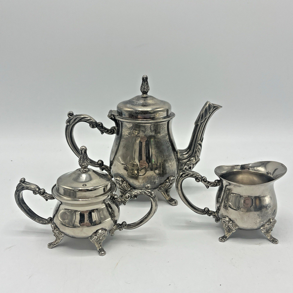 Vintage Unsigned Silver-Plated Mini Tea Set w/ Tray