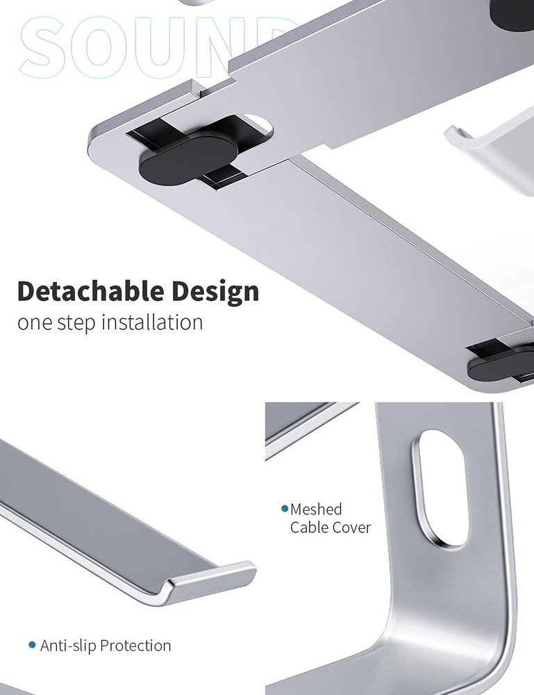 SOUNDANCE Laptop Stand, Aluminum Computer Riser, Ergonomic Laptops Elevator f...
