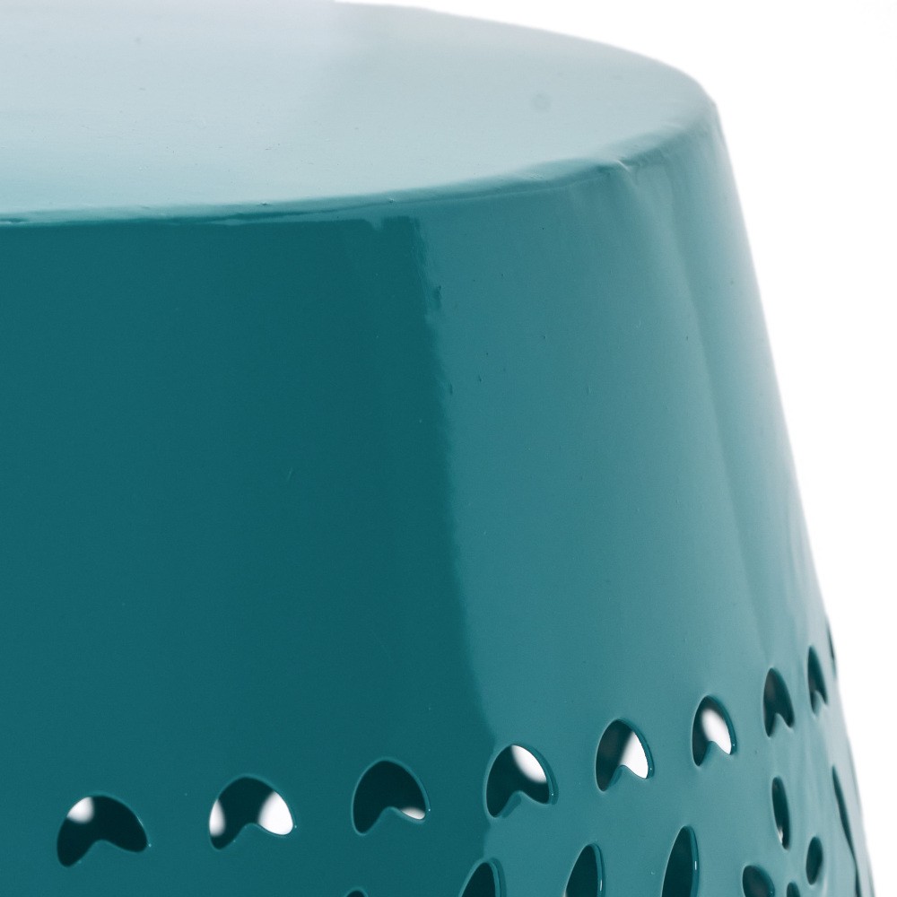 Home Ruby Outdoor 12" Iron Side Table, Teal