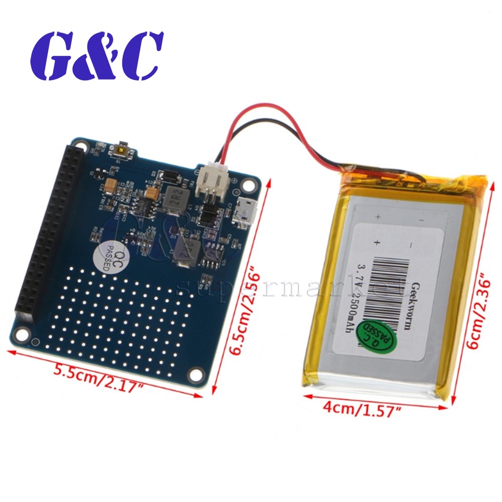 UPS HAT Board 2500mAh Lithium Battery For Raspberry Pi3 Model B/Pi 2B/B+/A+ A2TM