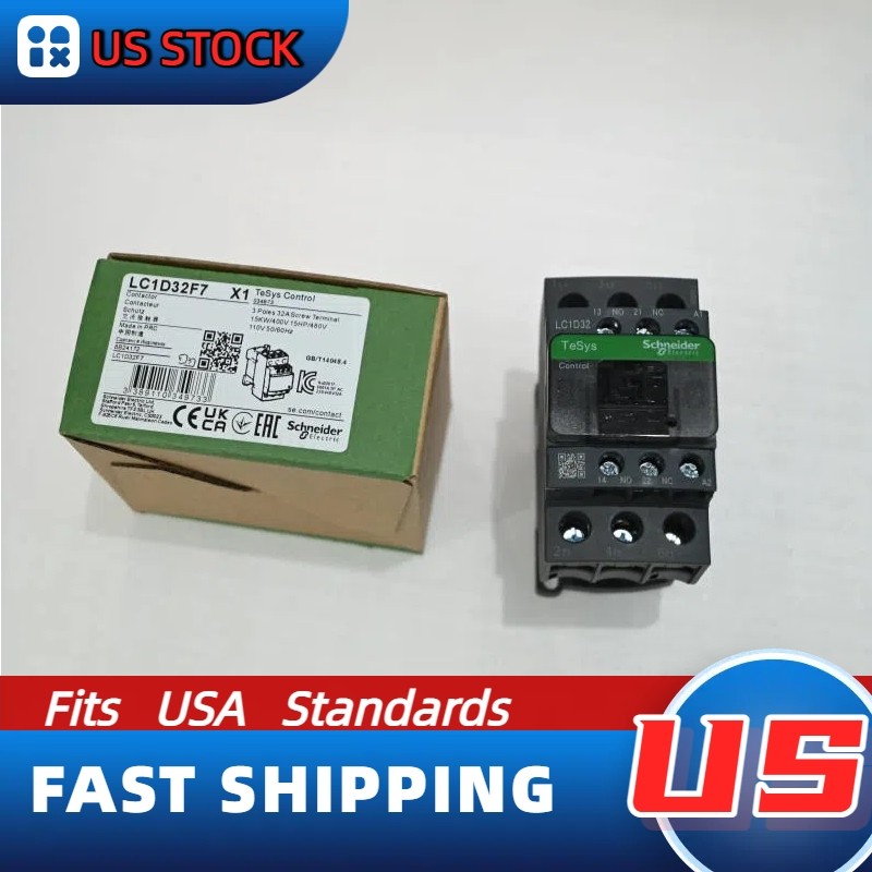 LC1D32F7 Schneider Contactor: 3 phase 3 NO, 110VAC 50/60Hz coil, US In-Stock