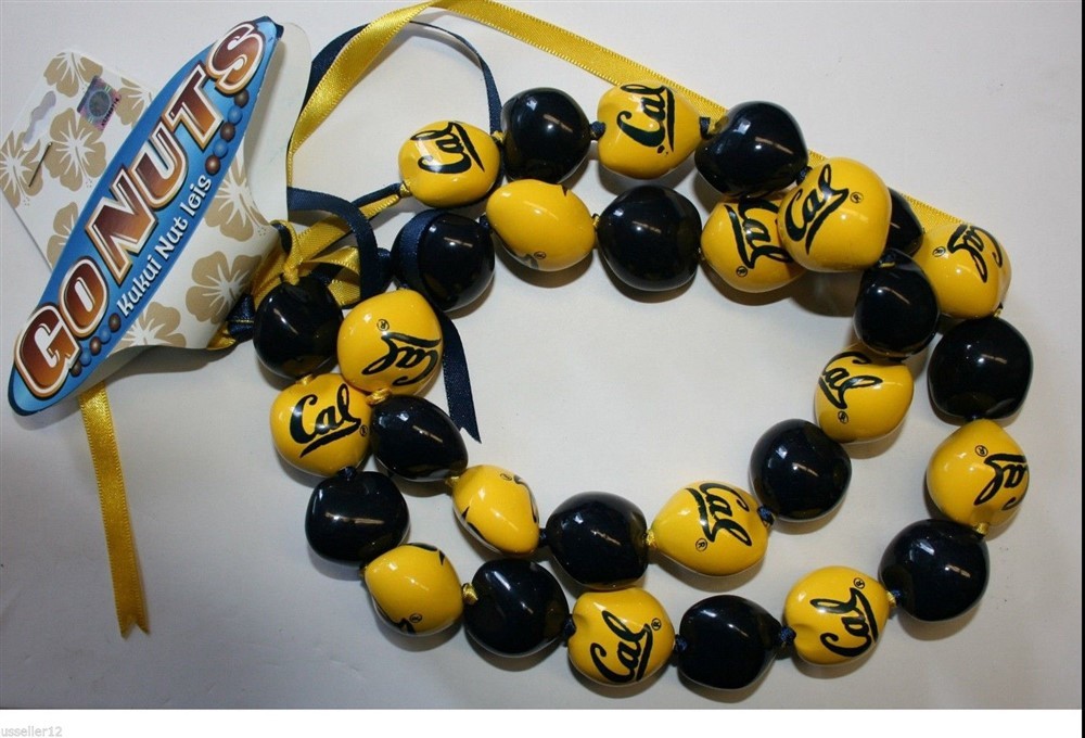 Col California Berkely Bears Go Nuts Kukui Lei Necklace 30 Beads Original Cal