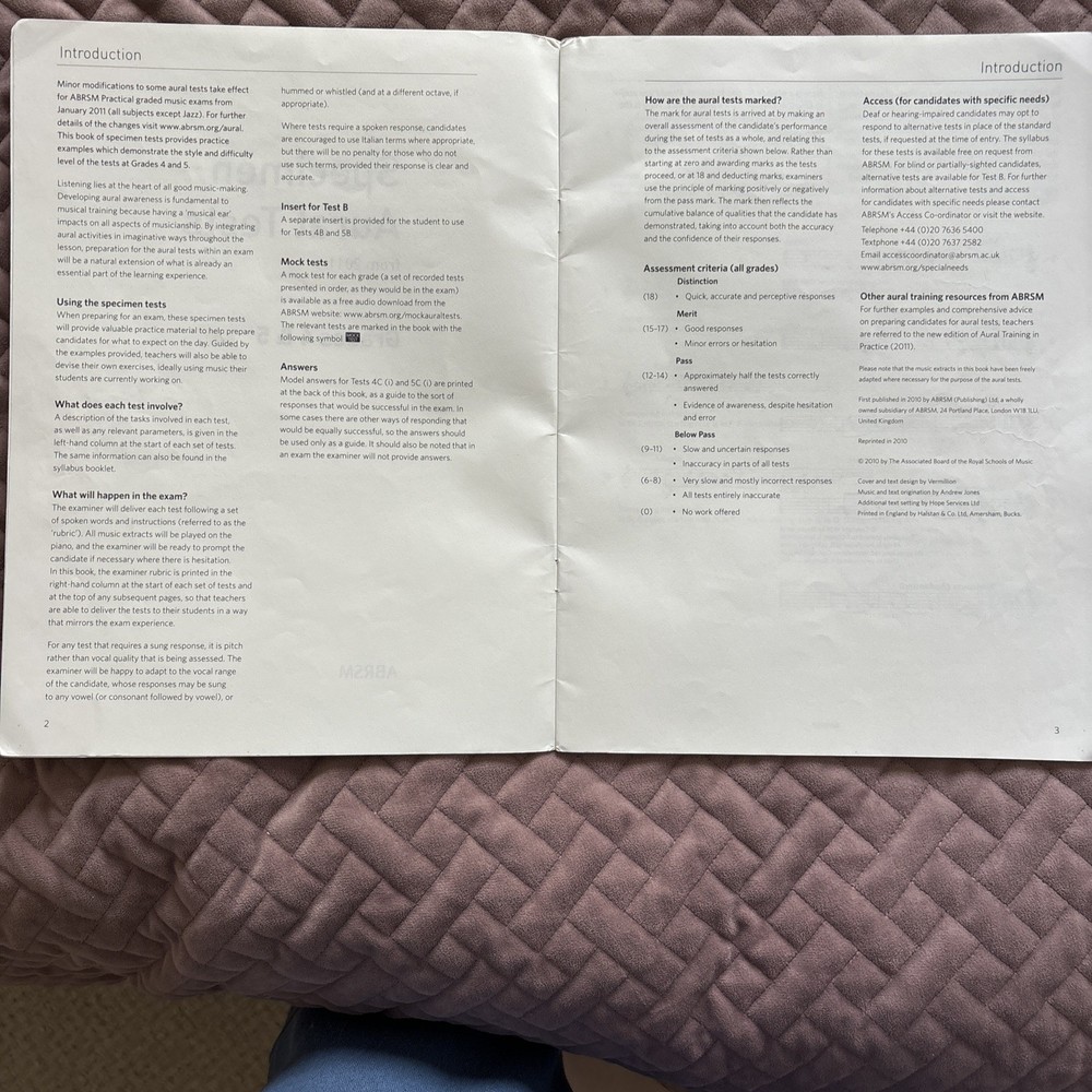 SPECIMEN AURAL TESTS Revised 4-5 ABRSM*