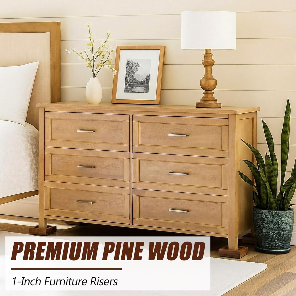 8 Pack Bed Risers Solid Wood Lifts Height Adjustable 1-4 Inch Walnu