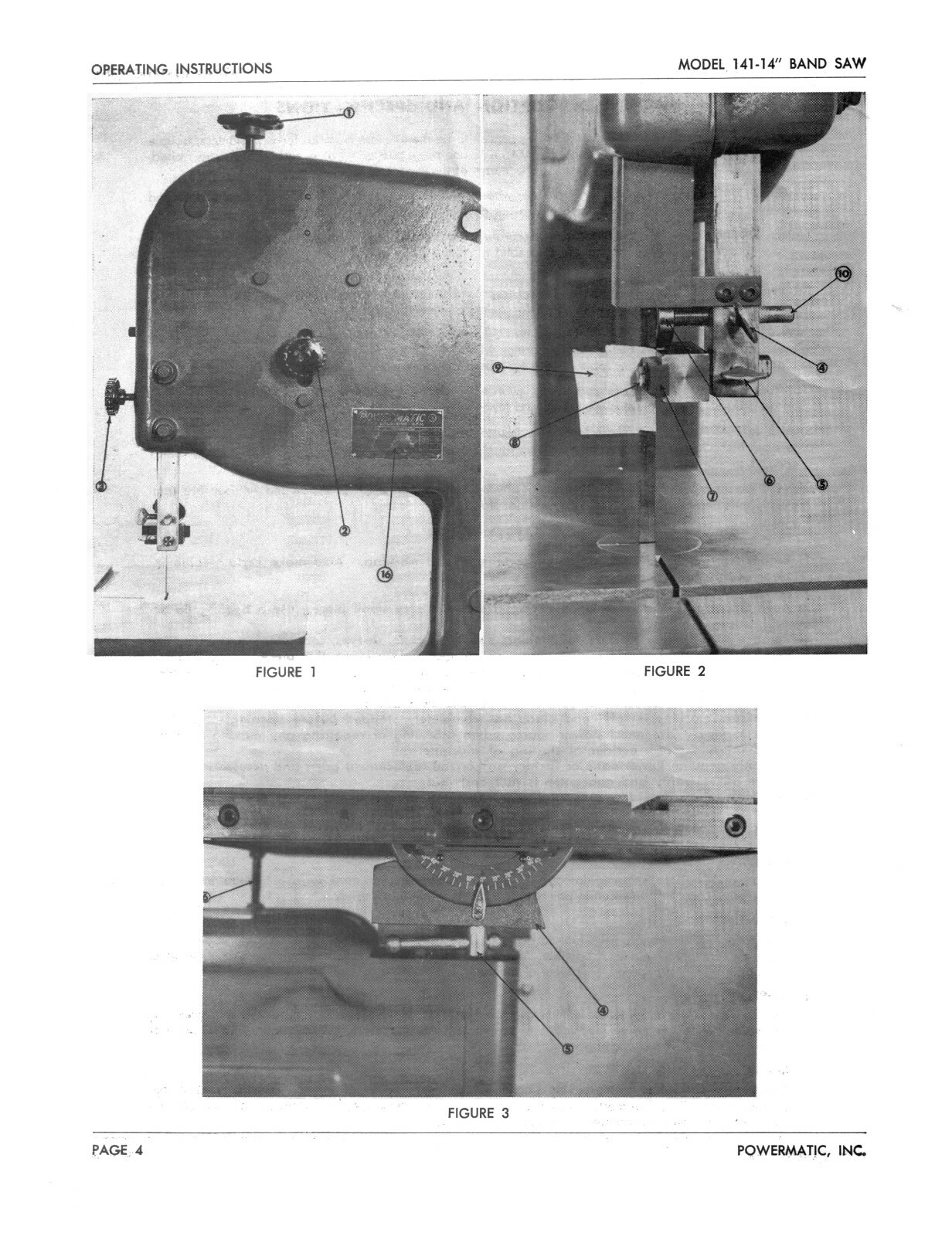 Powermatic 14" Bandsaw Model 141 Op Instructions & Parts Manual #1473