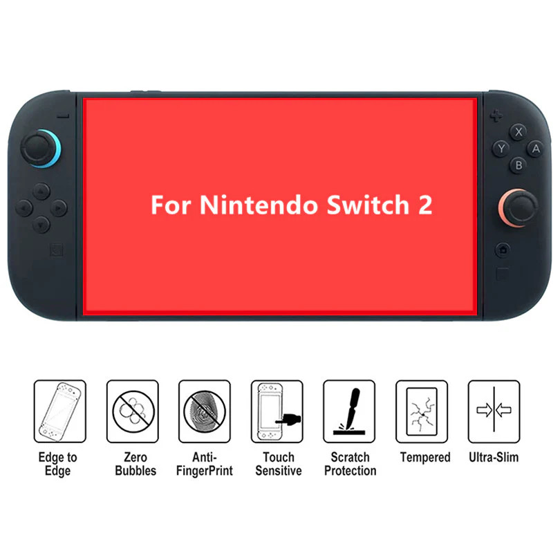2Pack-Tempered Glass Screen Protector for Nintendo Switch 2 Console Protective