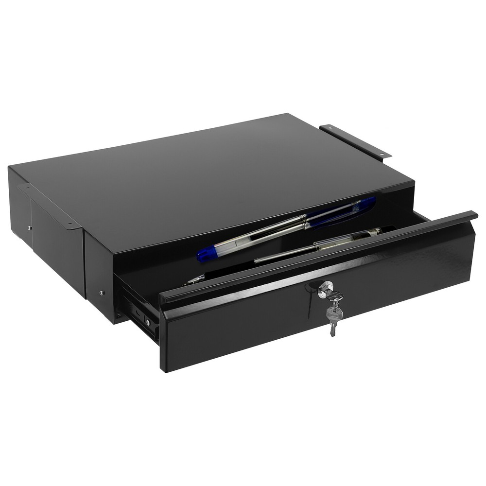 Sliding Pull-Out Drawer Under Desk Organizer with Lock for Office - Black