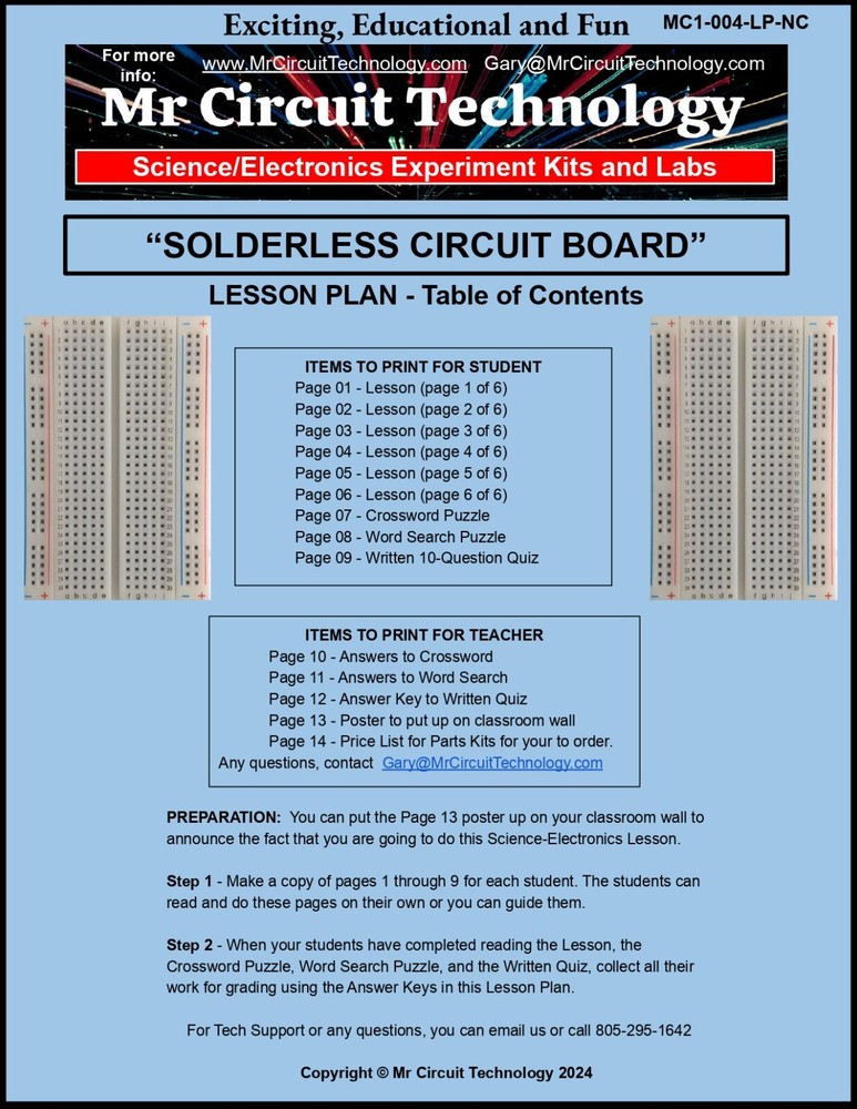 5th Grade- Lesson Plan #4 "Solderless Circuit Board" Science-Electronics