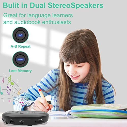 CD Player Portable, MONODEAL Rechargeable Portable CD Player with Built-in Sp...