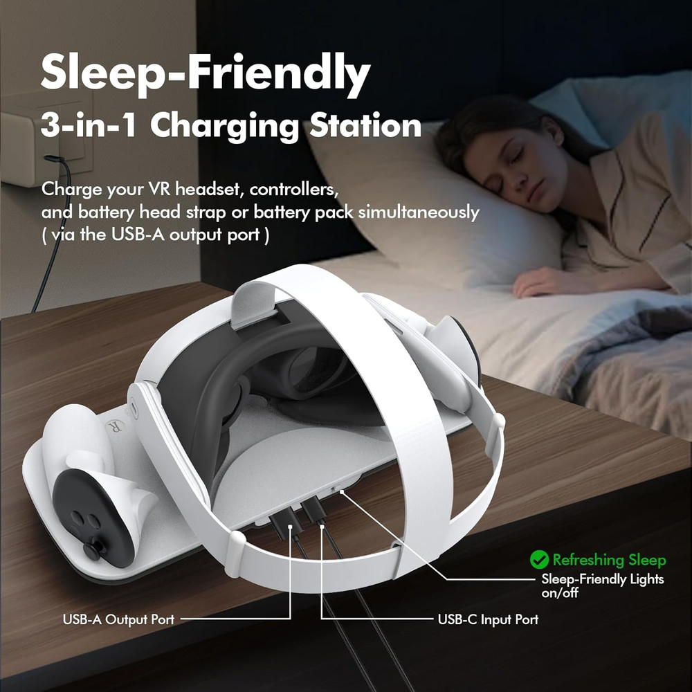 Charging Dock Compatible with Meta Oculus Quest 3/3S, VR Headset Controller Acce