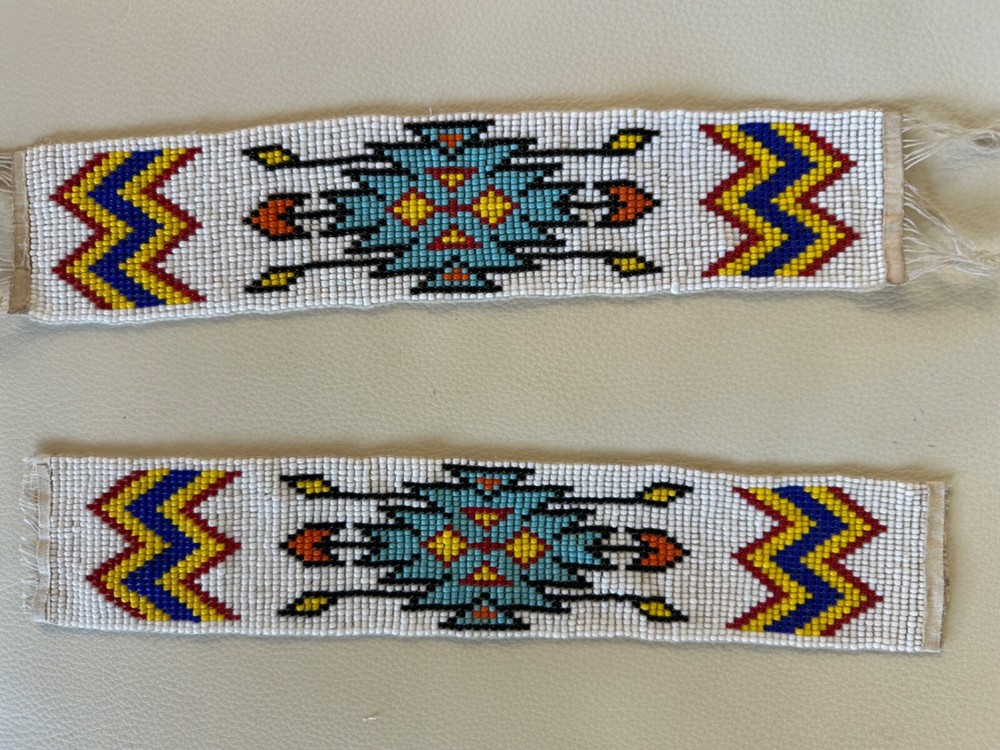 2 - Mini Multicolor Patterned Beaded Strip Native American Design 10 x 2” #12