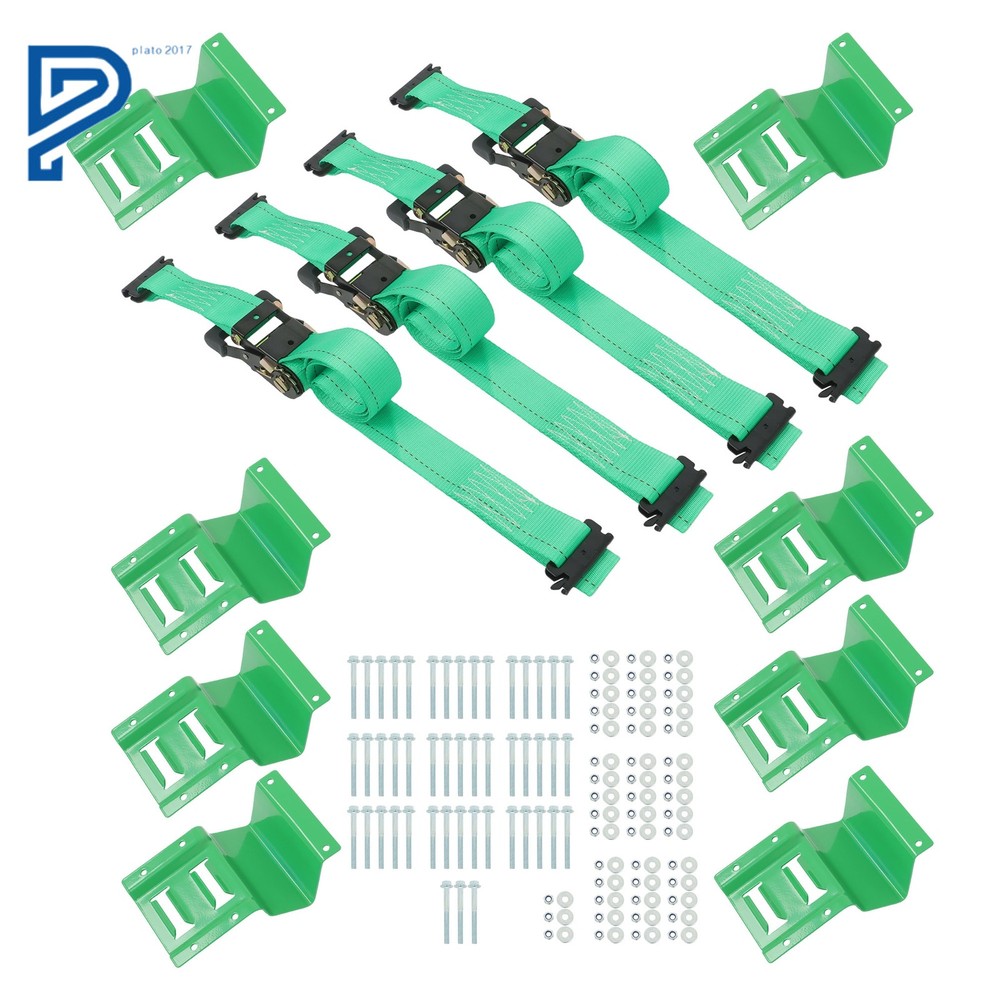 4 Pack 8' Ratchet Straps 8 Pack Wheel Chock Tie Down Trailer Trap System