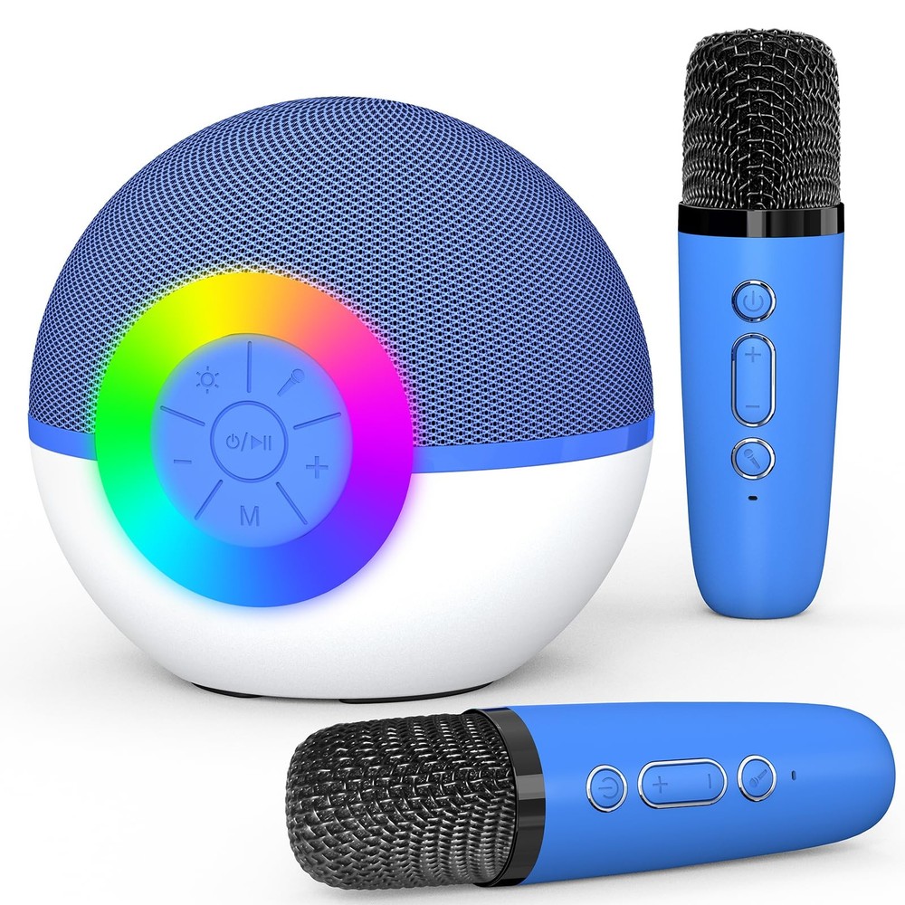 Mgaolo Mini Karaoke Machine, Portable Bluetooth Speaker with 2 Wireless Mics