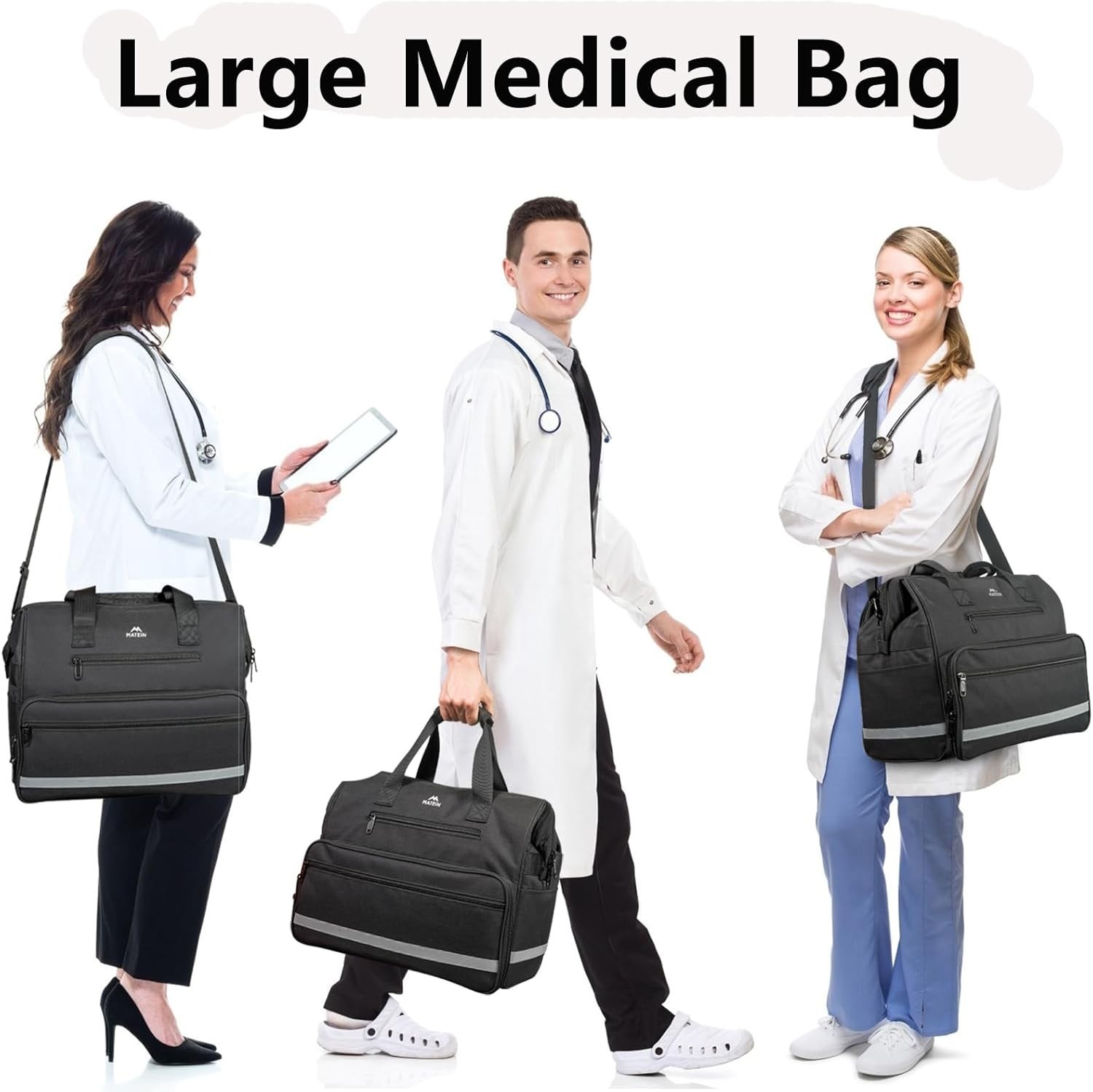 MATEIN Medical Bag Large Water Resistant Nursing First Aid Home Health Bag - NEW