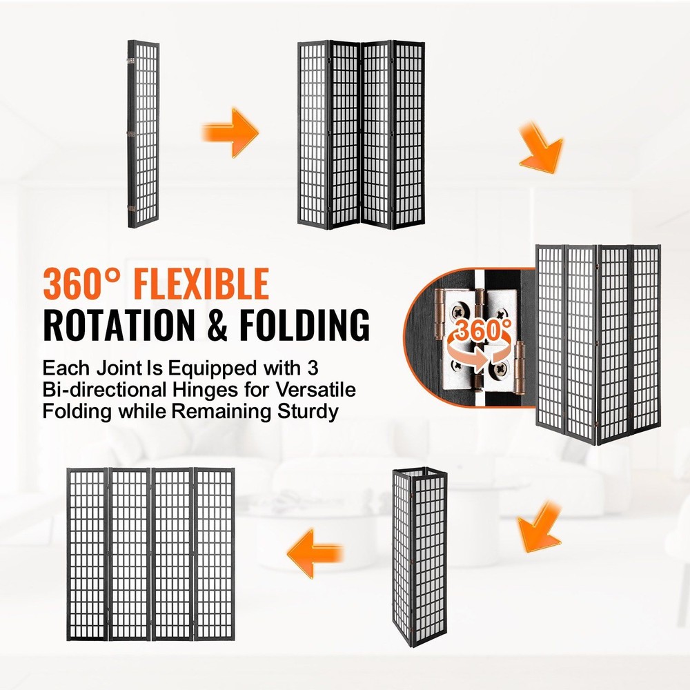 4-Panel Foldable Room Divider 64in Tall Ideal for Space Optimization